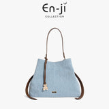 En-Ji Hena Shoulderbag Wanita Warna Denim Blue