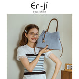 En-Ji Hena Shoulderbag Wanita Warna Denim Blue