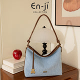 En-Ji Hayon Shoulderbag Wanita Warna Denim Blue