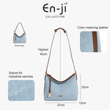 En-Ji Hayon Shoulderbag Wanita Warna Denim Blue