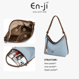 En-Ji Hayon Shoulderbag Wanita Warna Denim Blue