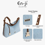En-Ji Hayon Shoulderbag Wanita Warna Denim Blue