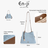 En-Ji Hena Shoulderbag Wanita Warna Denim Blue