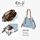 En-Ji Hena Shoulderbag Wanita Warna Denim Blue