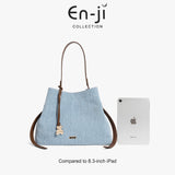 En-Ji Hena Shoulderbag Wanita Warna Denim Blue